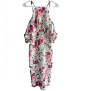 ALEXIA ADMOR White Floral Ott-The-Shoul-der Ruffle Cocktail Dress Size XS